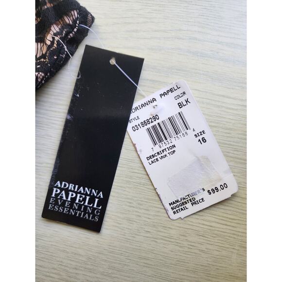 BLOUSE/TOP-ADRIANNA PAPELL Evening Essentials-Lace-Low Cut-Waist Length-16 - Picture 6 of 14